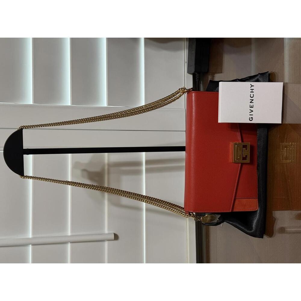 New Givenchy red leather and suede GV3 crossbody bag
